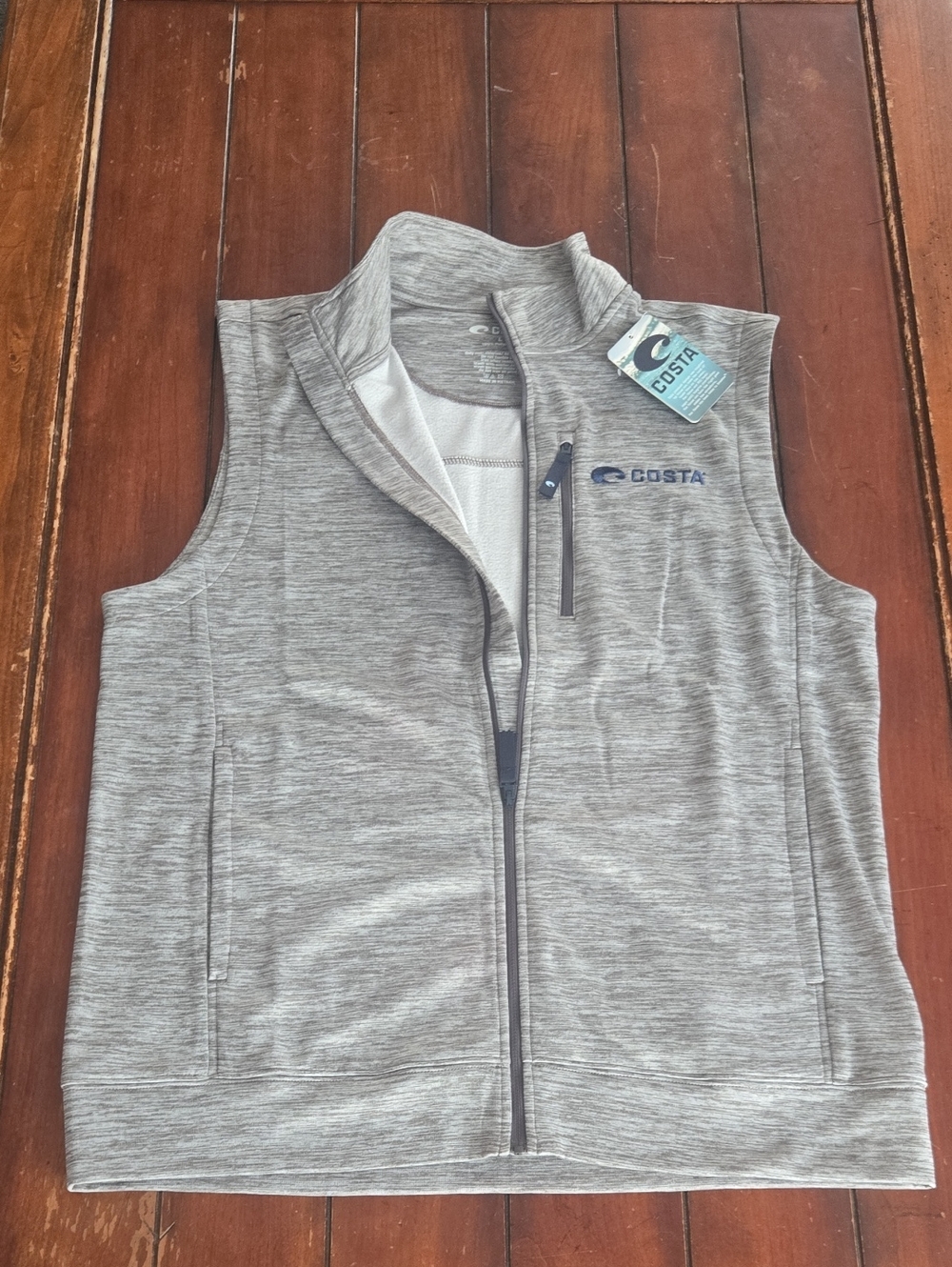 Costa Men's Heather Gray Sleeveless Zip-Up Vest